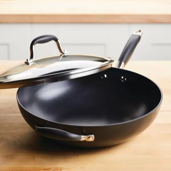 imageAnolon Advanced Home HardAnodized Nonstick Skillets 12Inch with Lid BronzeOnyx