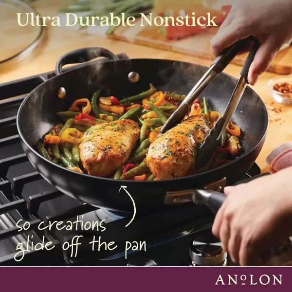 imageAnolon Advanced Home HardAnodized Nonstick Skillets 12Inch with Lid BronzeOnyx
