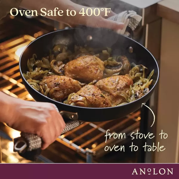 imageAnolon Advanced Home HardAnodized Nonstick Skillets 12Inch with Lid BronzeOnyx