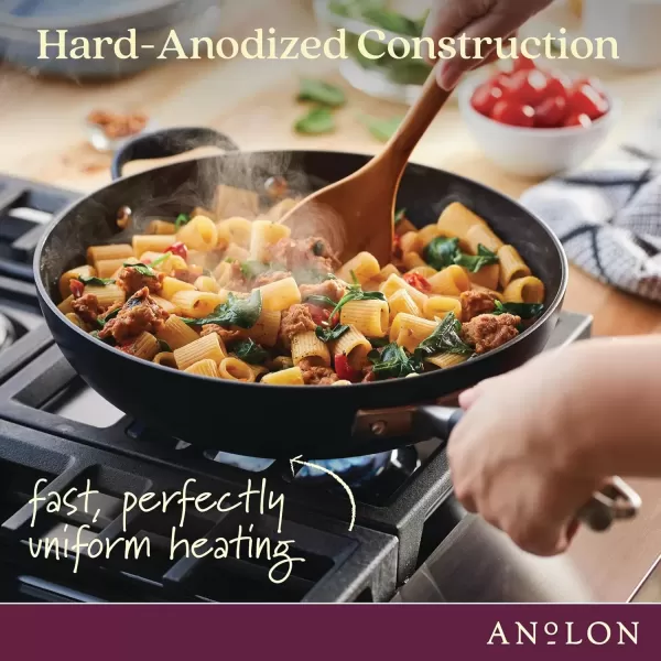 imageAnolon Advanced Home HardAnodized Nonstick Skillets 12Inch with Lid BronzeOnyx