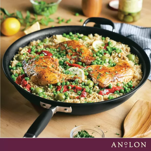 imageAnolon Advanced Home HardAnodized Nonstick Skillets 12Inch with Lid BronzeOnyx