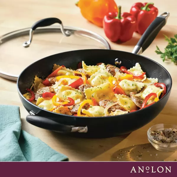 imageAnolon Advanced Home HardAnodized Nonstick Skillets 12Inch with Lid BronzeOnyx