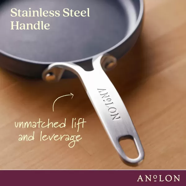 imageAnolon Hard Anodized Nonstick Mini SkilletFryingEgg Pan Stainless Steel Handle 65quot Gray