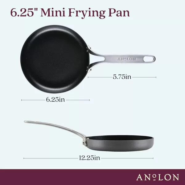 imageAnolon Hard Anodized Nonstick Mini SkilletFryingEgg Pan Stainless Steel Handle 65quot Gray