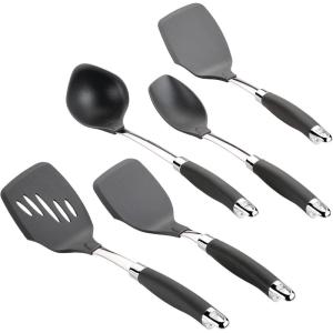 imageAnolon SureGrip Nonstick Nylon Solid Spoon Gray 1325Inch Tools and Gadgets  46283Tool Set 5 Piece