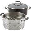 imageAnolon Advanced HardAnodized Dutch Oven Multipurpose Steamer Set 85Quart GraphiteGray