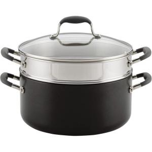 imageAnolon Advanced HardAnodized Dutch Oven Multipurpose Steamer Set 85Quart GraphiteGray