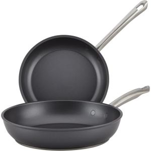 imageAnolon Accolade Forged Hard Anodized Nonstick Cookware Pots and Pans Set 12 Piece  Moonstone GraySkillet Set 8  10