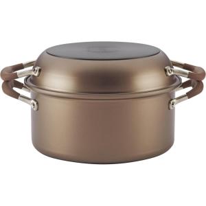 imageAnolon Advanced Home HardAnodized Nonstick Two Step Meal Set 5 Qt Dutch Oven ampamp 10quot Everything Pan Lid Bronze2Piece Cookware Set 5 Quart  10 Inch
