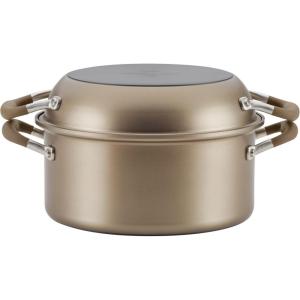 imageAnolon Advanced Home HardAnodized Nonstick Two Step Meal Set 5 Qt Dutch Oven ampamp 10quot Everything Pan Lid Bronze2Piece Cookware Set 5 Quart  11 Inch