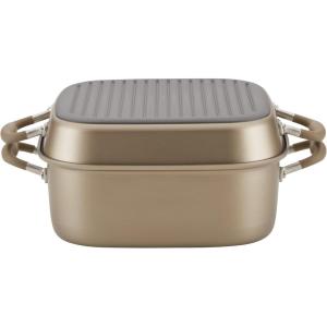 imageAnolon Advanced Home HardAnodized Nonstick Two Step Meal Set 5 Qt Dutch Oven ampamp 10quot Everything Pan Lid Bronze7 Quarts