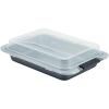 imageAnolon Advanced Nonstick Bakeware Layer Cake Pan Set with Silicone Grips 9quot Round Set of 2 BronzeGray