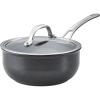 imageAnolon X SearTech Aluminum Nonstick Cookware Saucier with Lid 25 Quart Super Dark Gray