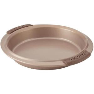 imageAnolon Advanced Nonstick Bakeware Layer Cake Pan Set with Silicone Grips 9quot Round Set of 2 BronzeBronze