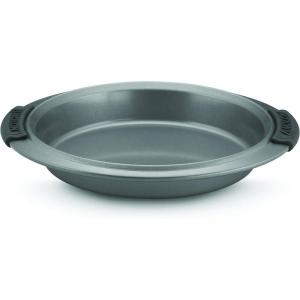 imageAnolon Advanced Nonstick Bakeware Layer Cake Pan Set with Silicone Grips 9quot Round Set of 2 BronzeGray