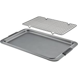 imageAnolon Advanced Nonstick BakewareBaking Sheet Set 11quot x 17quot wCooling Rack Gray