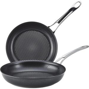 imageAnolon X SearTech Aluminum Nonstick Cookware Frying Pan Set 2Piece Super Dark Gray