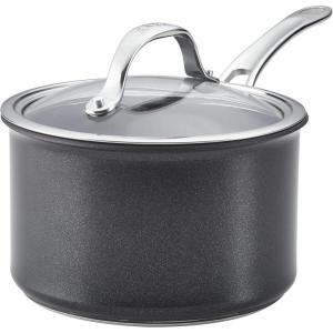 imageAnolon X SearTech Aluminum Nonstick Cookware Saucepan with Lid 3Quart Super Dark Gray