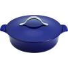 imageAnolon 51821 Vesta BraiserShort Cast Iron Dutch Oven 5 Quart Paprika RedCobalt Blue
