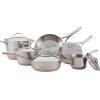 imageAnolon Nouvelle Copper FryingFry PanSkillet Set 95 Inch Stainless Steel and 1025 Inch Hard Anodized NonstickCookware Set 10 Piece