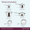 imageAnolon Nouvelle Copper FryingFry PanSkillet Set 95 Inch Stainless Steel and 1025 Inch Hard Anodized NonstickCookware Set 10 Piece