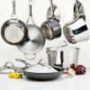 imageAnolon Nouvelle Copper FryingFry PanSkillet Set 95 Inch Stainless Steel and 1025 Inch Hard Anodized NonstickCookware Set 11 Piece