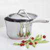 imageAnolon Nouvelle Copper FryingFry PanSkillet Set 95 Inch Stainless Steel and 1025 Inch Hard Anodized NonstickSaucepan w Regular Lid 35 Quart