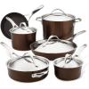 imageAnolon Nouvelle Copper Hard Anodized Nonstick WokStir Fry PanWok Pan  12 Inch Sable BrownSable