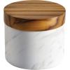 imageAnolon Pantryware Marble Salt Cellar with Teak Lid  Marble Salt Box with Teak Lid  525 Ounce  White