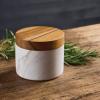 imageAnolon Pantryware Marble Salt Cellar with Teak Lid  Marble Salt Box with Teak Lid  525 Ounce  White