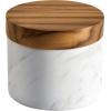 imageAnolon Pantryware Marble Salt Cellar with Teak Lid  Marble Salt Box with Teak Lid  525 Ounce  White