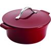 imageAnolon Vesta Cast Iron DishCasserole Pan with Lid 4 Quart Paprika RedPaprika Red