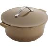imageAnolon Vesta Cast Iron DishCasserole Pan with Lid 4 Quart Paprika RedUmber