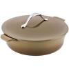 imageAnolon 51821 Vesta BraiserShort Cast Iron Dutch Oven 5 Quart Paprika RedUmber Brown
