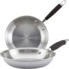 imageAnolon Advanced Triply Stainless Steel Frying Pan Set  Fry Pan Set  Skillet Set  1025 Inch and 1275 Inch  SilverStainless Steel