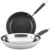 imageAnolon Advanced Triply Stainless Steel Frying Pan Set  Fry Pan Set  Skillet Set  1025 Inch and 1275 Inch  SilverStainless Steel Nonstick