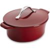 imageAnolon Vesta Cast Iron DishCasserole Pan with Lid 4 Quart Paprika RedPaprika Red