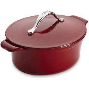 imageAnolon Vesta Cast Iron DishCasserole Pan with Lid 4 Quart Paprika RedPaprika Red