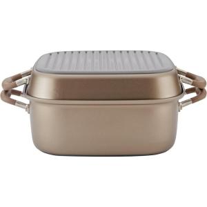 imageAnolon Advanced Hard Anodized Nonstick Grill Pan  Griddle and Roaster  11 Inch BrownBronze