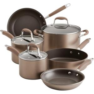 imageAnolon Advanced Home HardAnodized Nonstick 11Piece Cookware Set BronzeBronze