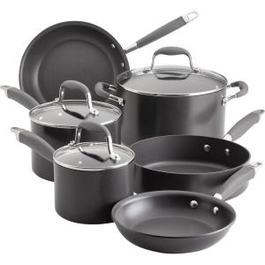 imageAnolon Advanced Home HardAnodized Nonstick 11Piece Cookware Set BronzeMoonstone