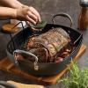 imageAnolon Advanced Hard Anodized Nonstick 2 Piece RoasterRoasting Pan with Wire Rack Oval 16 Inch x 13 Inch Dark Gray