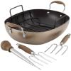 imageAnolon Advanced Hard Anodized Nonstick Roaster  Roasting Pan Set with Utensils  16 Inch x 13 Inch BrownBronze