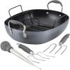 imageAnolon Advanced Home Hard Anodized Nonstick RoasterRoasting Pan with Utensils 16 Inch x 13 Inch MoonstoneMoonstone
