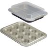 imageAnolon Allure Nonstick Bakeware Set includes Nonstick Cookie Sheet with Rack Baking Pan and Cake Pans  5 Piece OnyxBlackPewterOnyxBlackPewter