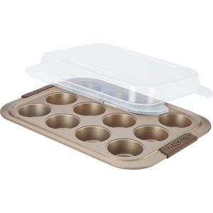 imageAnolon  54710 Anolon Advanced Nonstick 12Cup Muffin Tin With Silicone Grips  Nonstick 12Cup Cupcake Tin With Silicone Grips  12 Cup GrayBronze