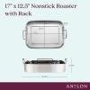 imageAnolon Triply Clad Stainless Steel Roaster  Roasting Pan with Rack  17 Inch x 125 Inch Silver