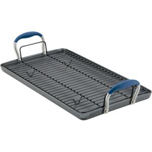 imageAnolon Advanced Hard Anodized Nonstick Double Burner Griddle with MultiPurpose Rack 10Inch by 18Inch IndigoIndigo