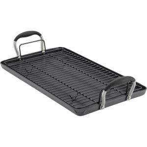 imageAnolon Advanced Hard Anodized Nonstick Double Burner Griddle with MultiPurpose Rack 10Inch by 18Inch IndigoOnyx