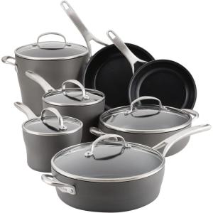 imageAnolon Allure Hard Anodized Nonstick Deep Square Griddle PanGrill 11 Inch  Dark GrayCookware Set 12 Piece